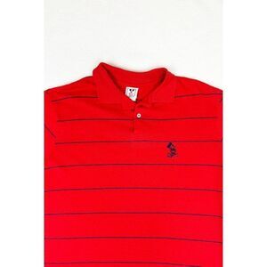 Vintage 90s Disney Wear Mickey Mouse Polo Shirt Red Embroidered Stripe
